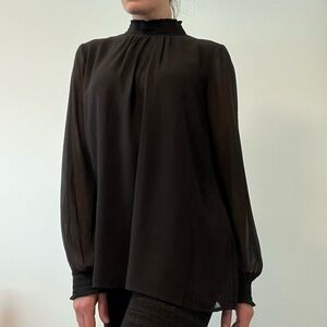 Karl Lagerfeld Black Sheer Blouse